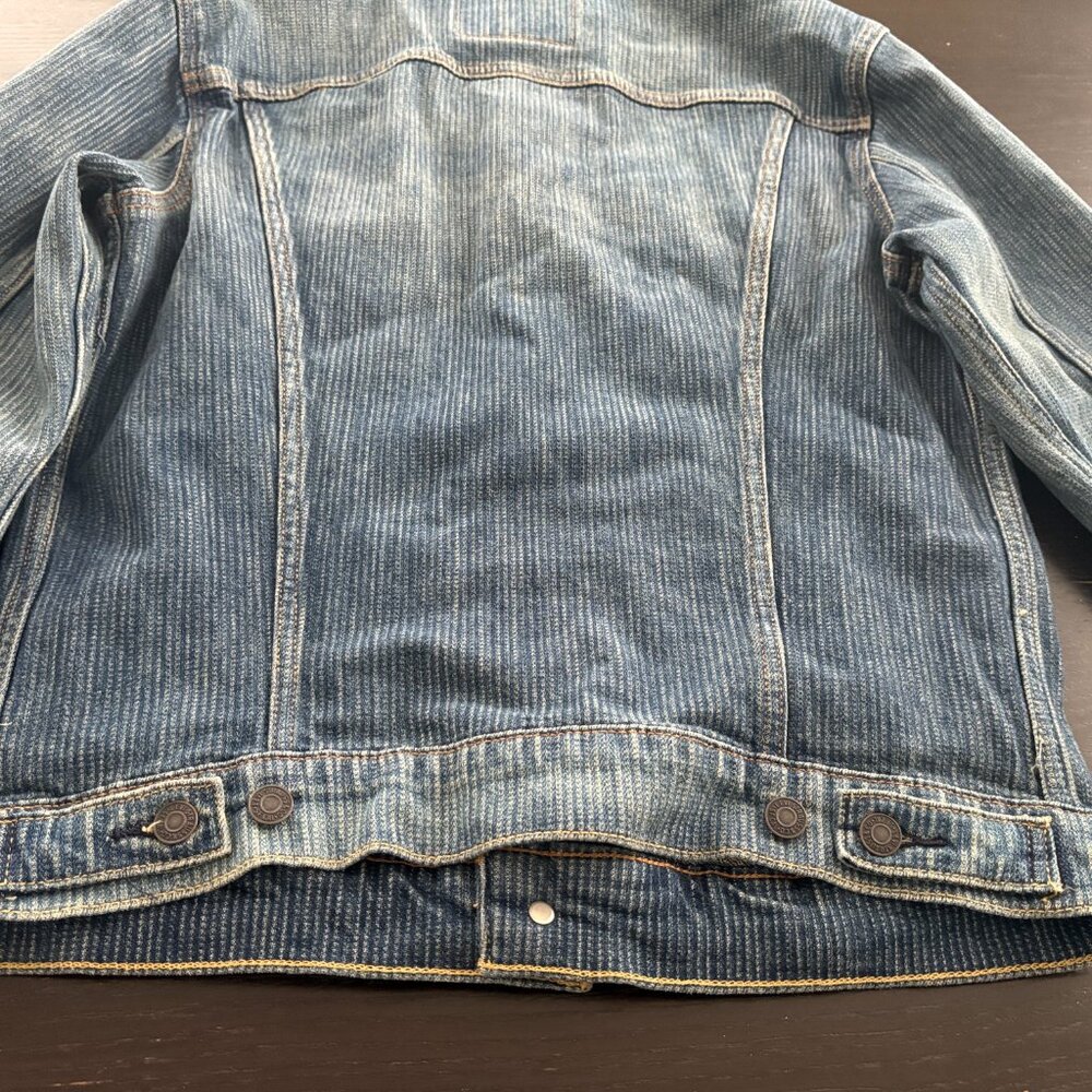 Mens Levi's Denim Trucker Biker Moto Punk Striped Jacket Size Medium - Picture 7 of 7